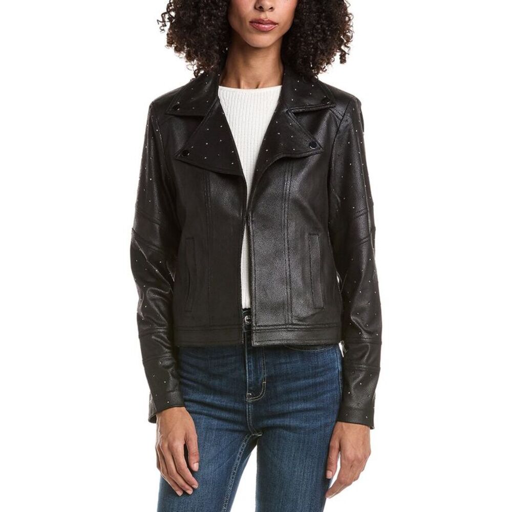 Joseph Ribkoff Womens  Vegan Leather Sapphire Jacket